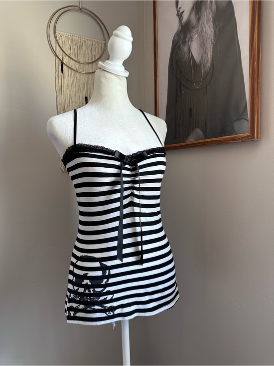 Jessica Louise Tops - Jessica Louise Avril Striped Skull Tank y2k